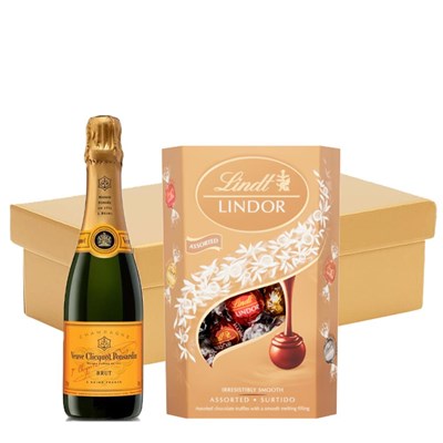Veuve Clicquot Yellow label Brut Champagne 37.5cl And Chocolates In Gift Hamper
